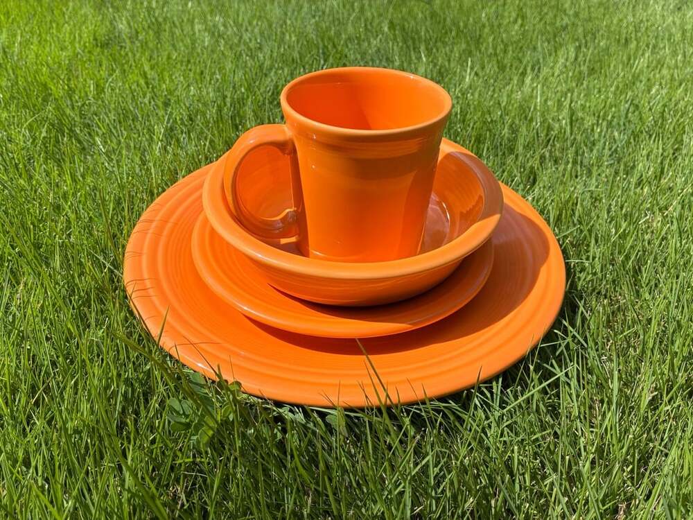 Fiesta Tangerine Orange Dinnerware Set - Plate, Bowl, and Mug